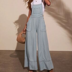 Wide Leg Denim Overalls